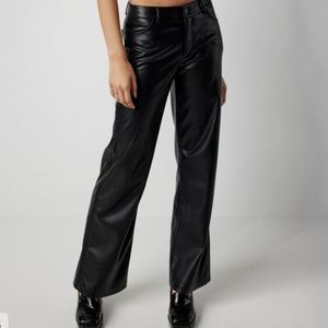 garage high rise straight leather pants
